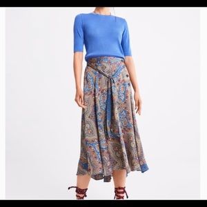 ZARA Printed Midi Skirt with Buttons NWT